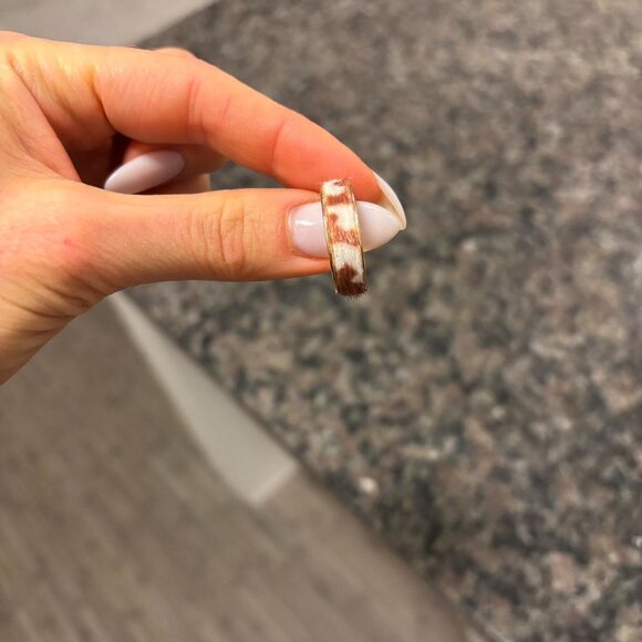 The Dahlia Gold pony hair cowgirl western cowboy cow earrings fur - Picture 3 of 4